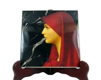 Saint Fabiola Icon: Handmade Catholic Ceramic Tile Art