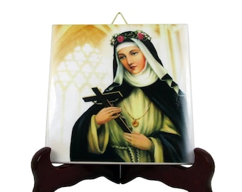 Saint Rose of Lima - Catholic saints  - collectible ceramic tile - St Rose of Lima - christian saints - Santa Rosa de Lima - St Rose print