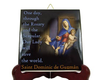 Religious gifts - Catholic Saints Quotes - St Dominic de Guzmán - ceramic tile - religious quotes - religious print Saint Dominic de Guzmán