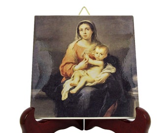 Catholic gifts - Madonna and Child - icon on ceramic tile inspired by Murillo - religious art - Virgin Mary art - Virgin Mary icons - gift
