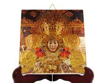 The Virgin of El Rocío - catholic icon on tile - devotional art - Our Lady of El Rocío - catholic art - Almonte - Spain - Virgin Mary art