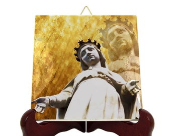 Our Lady of Lebanon - religious icon on tile - Virgin Mary icons - Virgin of Lebanon - religious gifts - religious art - maronite - catholic