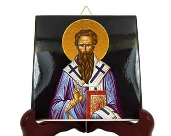 Saint Basil the Great - christian icon on ceramic tile - St Basil of Cesarea - St Basil icon - Saint Basil icon - orthodox icon - icons