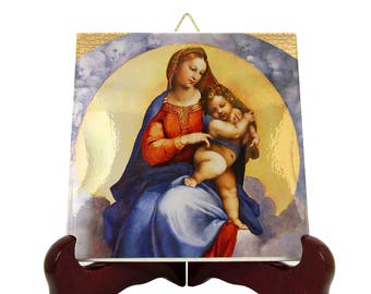 Madonna of Foligno Ceramic Tile: Raphael Blessed Virgin Mary Art