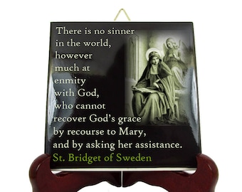 Catholic Saints Quotes - St Bridget of Sweden - ceramic tile - Saint Bridget icon on tile - catholic quote - inspirational quotes