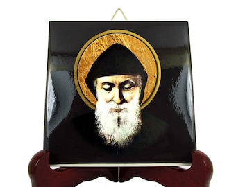 Saint Charbel Makhluf - christian icon on tile - spiritual gift - catholic church - maronite - Sharbel Maklouf - St Charbel icon - religious