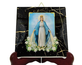 Christian catholic art - Our Lady of Graces - religious icon on tile - Mother Mary - Madonna - religious icons - Virgin Mary