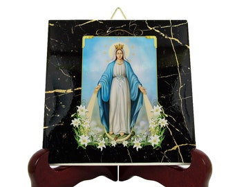 Christian catholic art - Our Lady of Graces - religious icon on tile - Mother Mary - Madonna - religious icons - Virgin Mary