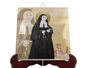 St. Bernadette of Lourdes Icon: Catholic Saint Art Tile, Handmade in Italy