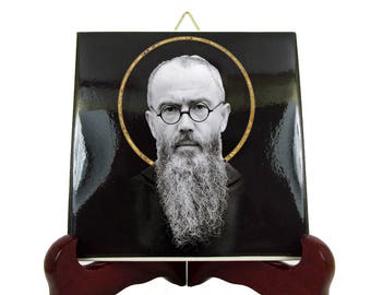 Saint Maximilian Kolbe - catholic saints serie - catholic ceramic icon - St Maximilian Kolbe - catholic saint - religious icon - St Kolbe