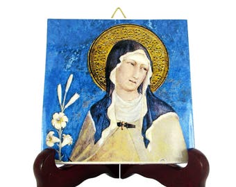St Clare of Assisi - religious gifts - religious icon on ceramic tile - holy art - catholic saints serie - Saint Clare - Santa Chiara