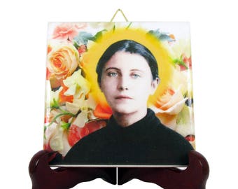 Saint Gemma Galgani icon on ceramic tile - catholic saints serie - patron saint of students, pharmacists - St Gemma Galgani - saints art