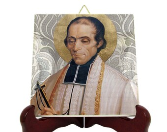 Saint Marcellin Champagnat Icon: Handmade Catholic Tile Art