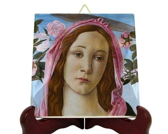 Religious gifts - Blessed Mother Mary icon on tile - Virgin Mary - catholic gifts - catholic art - Botticelli - Holy Art