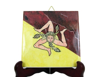 Handmade Sicilian Trinacria Ceramic Tile - Made in Italy