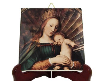 Catholic gifts - Madonna and Child - catholic icon on ceramic tile from a painting by Hans Holbein - catholic gift - catholic art - holy art