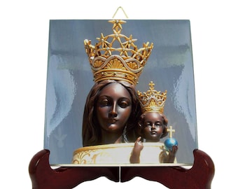 Our Lady of Loreto - catholic icon on ceramic tile - Virgin of Loreto - Virgin Mary art - catholic gifts - gift for aviators - religious art