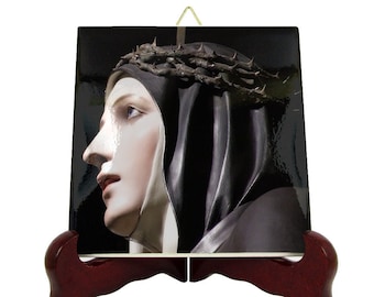 Saint Veronica Giuliani: Handmade Decorative Ceramic Tile, Catholic Art