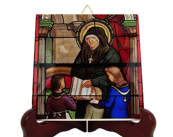 Saint Anne-Marie Rivier Religious Icon on Ceramic Tile, Handmade Catholic Gift