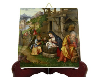 Handmade Nativity Ceramic Tile: Italian Religious Art