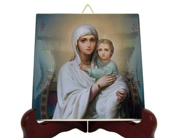 Religious gifts - Madonna and Child - Religious icon on tile - Virgin Mary icon - Holy Art - Devotional - Mother Mary art - Ave Maria