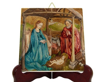 Catholic gifts  - Christmas gifts - The Nativity - religious art - christian icon - ceramic tile  - religious gifts - catholics - holy art