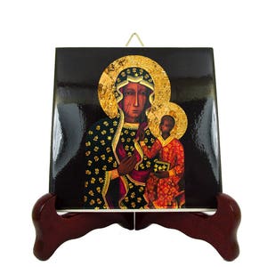 Catholic gifts - Black Madonna of Częstochowa - Virgin Mary icon on ceramic tile - Our Lady of Częstochowa Virgin of Częstochowa sacred art