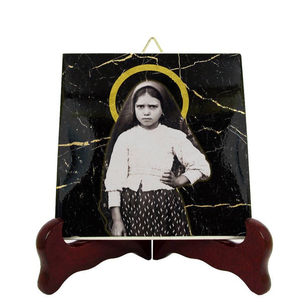 Saint Jacinta Marto - St Jacinta Marto icon on ceramic tile - Virgin of Fatima - St Jacinta of Fatima - catholic saints - Giacinta Marto