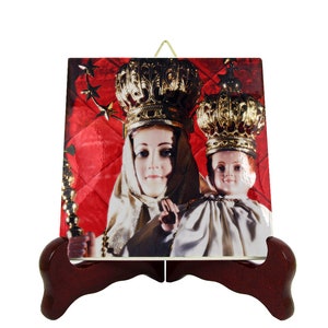 Our Lady of Vailankanni - devotional icon on tile - catholic gifts - religious art - Virgin of Vailankanni - Virgin Mary icons - India