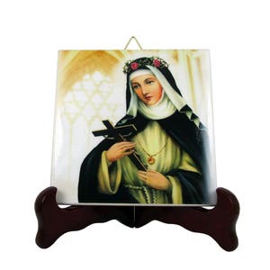 Saint Rose of Lima - Catholic saints  - collectible ceramic tile - St Rose of Lima - christian saints - Santa Rosa de Lima - St Rose print