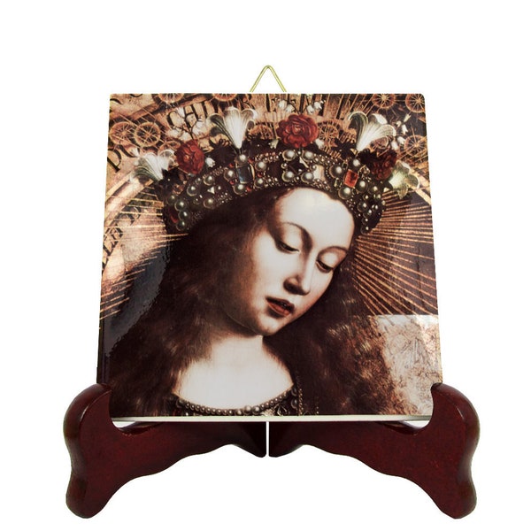 Religious icons - Blessed Virgin Mary icon on tile - catholic gifts - Holy Mary - religious art - Jan Van Eyck - Holy Art