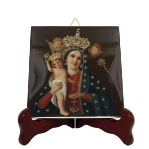 Virgin Mary &#39;Our Lady of Hope&#39; Icon Tile - Handmade Catholic Art