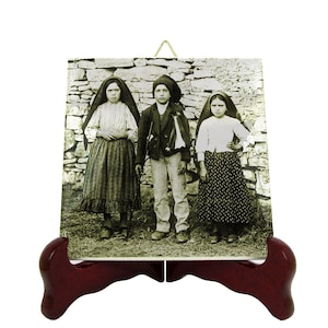 Shepherds of Fatima Tile: Catholic Saints Art, Handmade in Italy