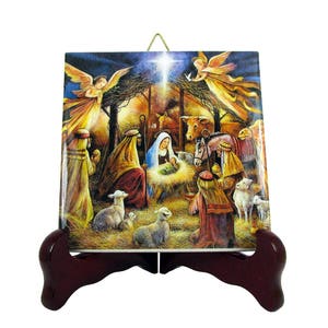 Religious gifts - Nativity of Jesus, Holy Family, collectible ceramic tile, Christmas gift, handmade in Italy, catholic gift, religious gift