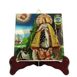 The Virgin of Ocotlán Devotional Icon on Tile Catholic Gifts Religious