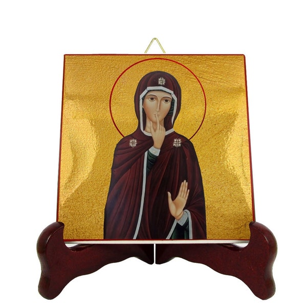 Religious gifts - The Virgin of Silence - Catholic icon on tile - Our Lady of Silence - Virgin Mary Art - Catholic gift idea - Madonna