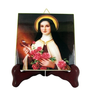 St. Therese of Lisieux Ceramic Tile Icon - Handmade in Italy