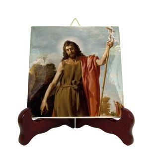 Catholic Saints serie - Saint John the Baptist - icon on tile - St John Baptist icon - Saints Art - Confirmation gift - Communion gift