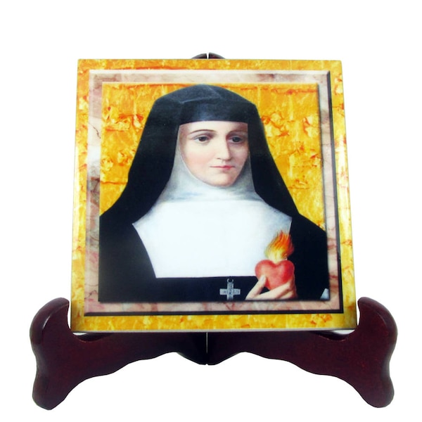Catholic saints serie - St Jane Frances de Chantal - handmade ceramic tile - Saint Jane Chantal - catholic saint