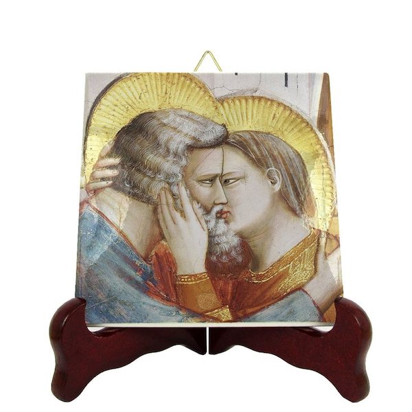 Sts Joachim and Anne - icon on ceramic tile - St Joachim and St Anne - saints art - catholic saints - from a fresco by Giotto