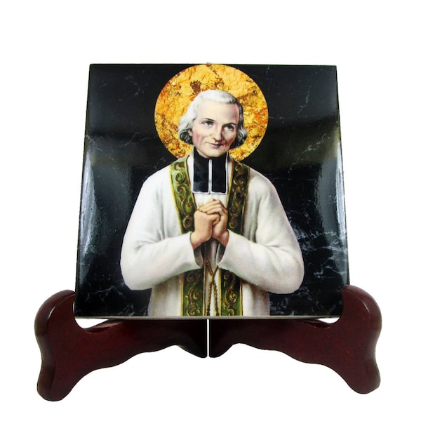 St John Vianney - Curé d'Ars - Saint John Vianney icon on ceramic tile - gift for priests - gift for priest - priest gift - ordination gift