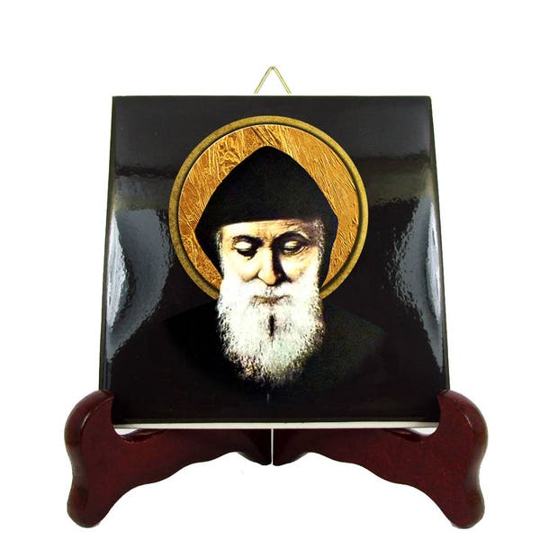 Saint Charbel Makhluf - christian icon on tile - spiritual gift - catholic church - maronite - Sharbel Maklouf - St Charbel icon - religious