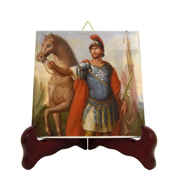 Saint Alexander of Bergamo - decorative ceramic tile - handmade in Italy - St Alexander icon - catholic saints - Catholic gift ideas