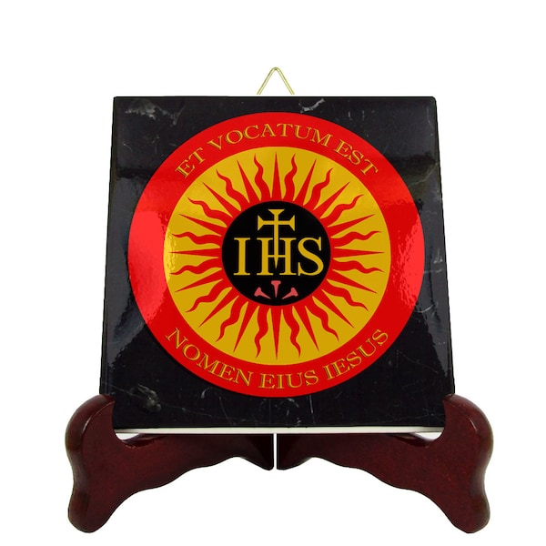 Christian gifts - IHS or JHS Jesus Christ Monogram, Catholic plaque, christian art, Christogram, Ceramic Tile, Holy Art, Christian gift idea