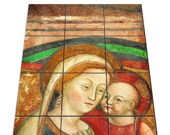 Our Lady of Good Counsel Tile Mural: Catholic Wall Art, Handmade in Italy