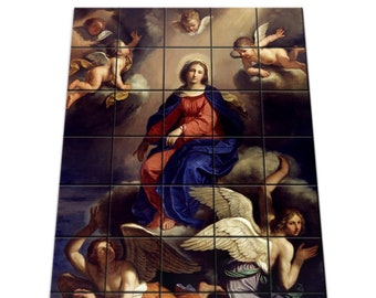 Catholic wall art - Assumption of the Virgin - Religious Tile Mural - Mosaic - Religious Wall Art - Religious Art - Catholic Decor - Maria