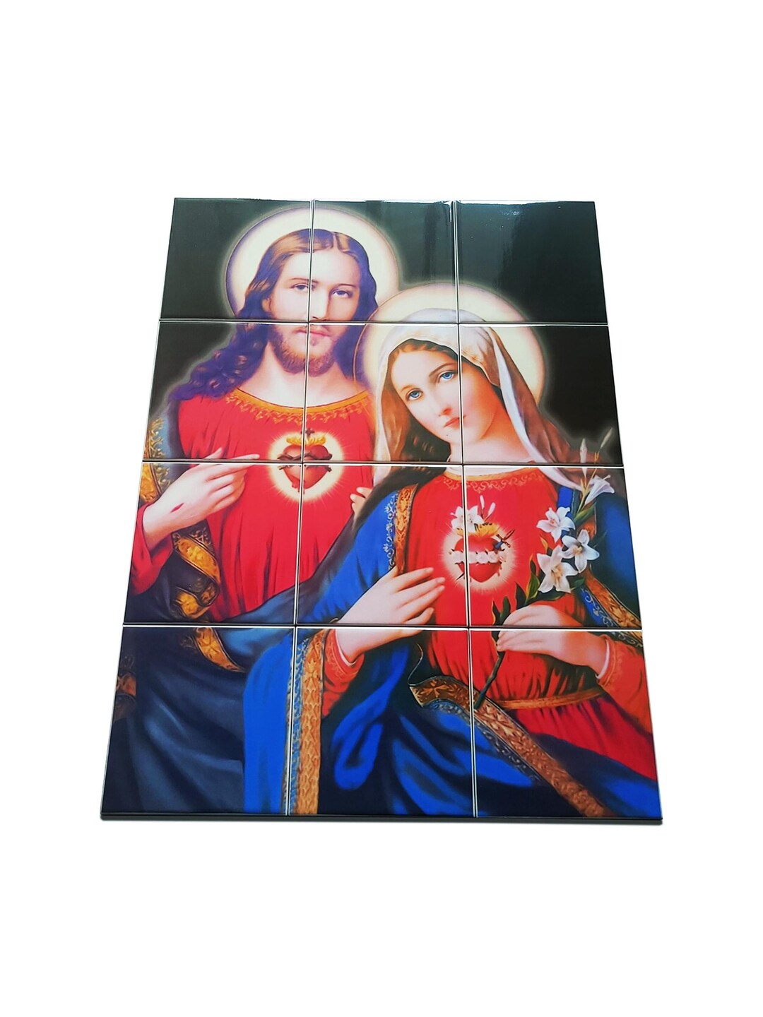 Sacred Hearts of Jesus and Mary Tile Mural: Christian Home Decor - Etsy