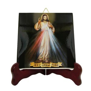 Jezu Ufam Tobie - Merciful Jesus - Divine Mercy Jesus - catholic icon on tile - religious gifts - catholic icons - Jesus Christ - Polish