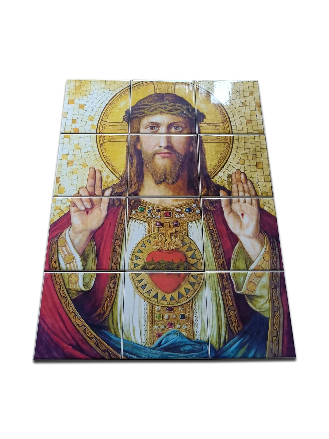 Religious tile mural Sacred Heart of Jesus Christ Pantocrator Religious ...