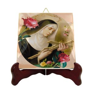 Saint Rita of Cascia, Saint Rita icon on ceramic tile, handmade in Italy, St Rita, catholic saints, italian saints, impossible causes